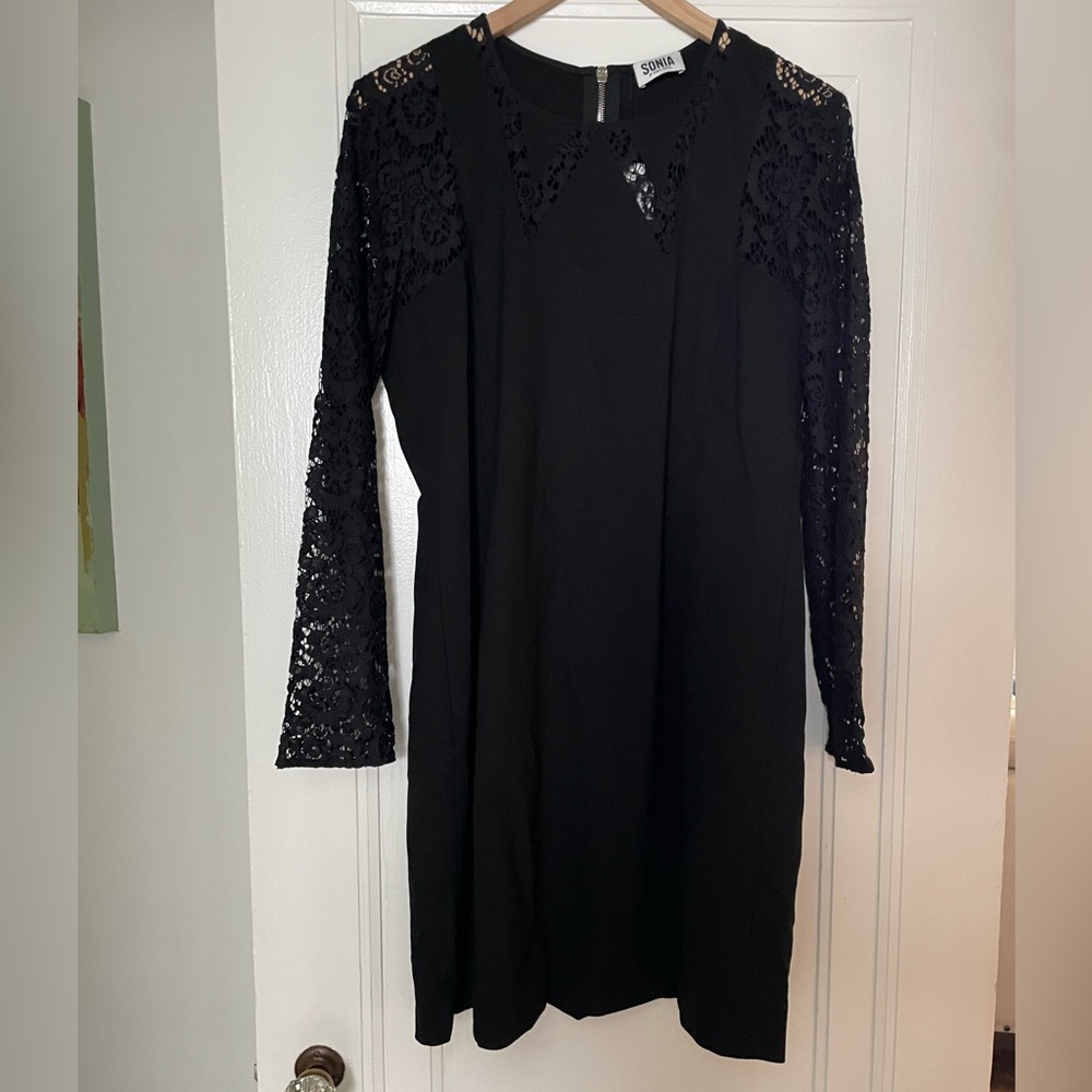 Sonia Rykiel Black Lace Long Sleeve Dress